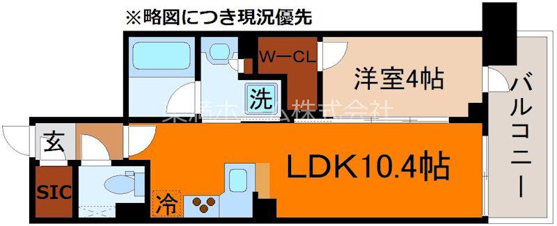 ユニハイム京都七条通(1LDK/8階)の間取り写真