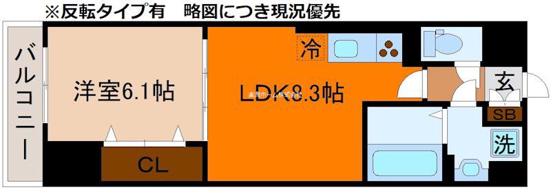 I・レジデンス上鳥羽(1LDK/3階)の間取り写真