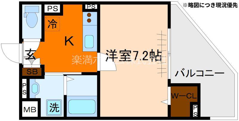ヒカルサ京都御薗橋通(1K/3階)の間取り写真