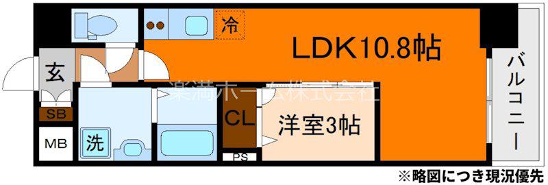 ソルテラスKYOTO西大路 瑠(1LDK/10階)の間取り写真