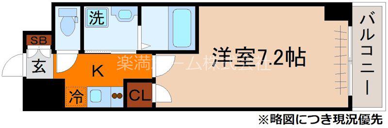 エスカーサ京都四条梅津(1K/4階)の間取り写真