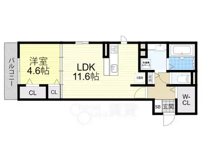 片町線 徳庵駅 徒歩7分 3階建 築3年(1LDK/3階)の間取り写真