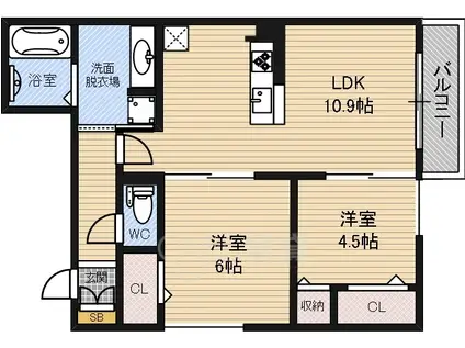 片町線 徳庵駅 徒歩8分 3階建 築10年(2LDK/3階)の間取り写真