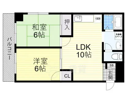 シャトル岡崎(2LDK/1階)の間取り写真