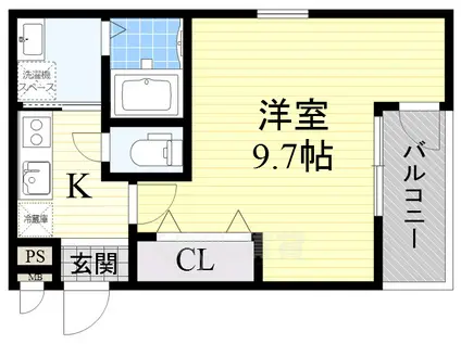 片町線 徳庵駅 徒歩5分 3階建 築12年(1K/3階)の間取り写真