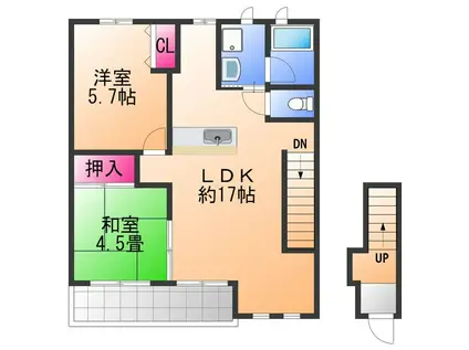 コウジィコートⅡ番館(2LDK/2階)の間取り写真