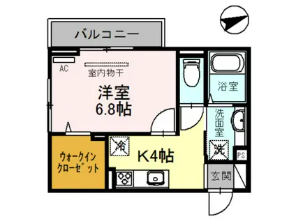 R-001(1K/3階)の間取り写真