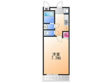 シャンテ笠松(1K/1階)の間取り写真