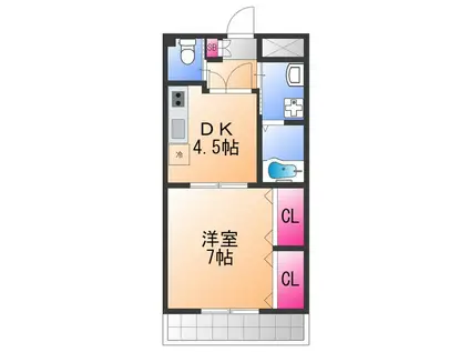 ブエナビスタ貝塚(1DK/3階)の間取り写真