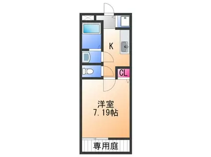 ペアーコート泉佐野A棟(1K/1階)の間取り写真