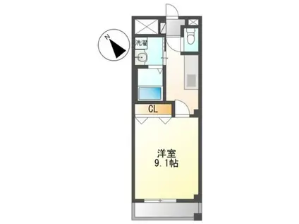 セレブ・パール二色(1K/2階)の間取り写真