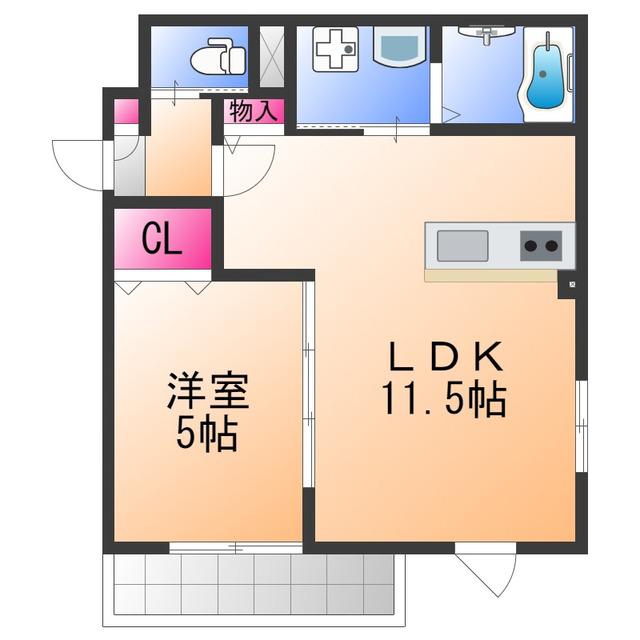 ARCA泉佐野(1LDK/1階)の間取り写真