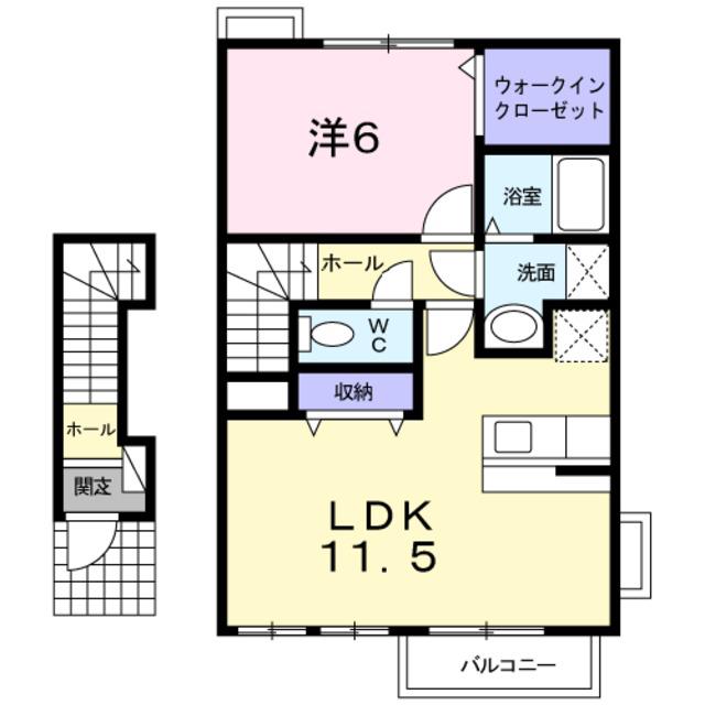 イーストⅡ(1LDK/2階)の間取り写真