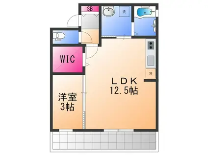 アドマス鶴原A棟(1LDK/1階)の間取り写真