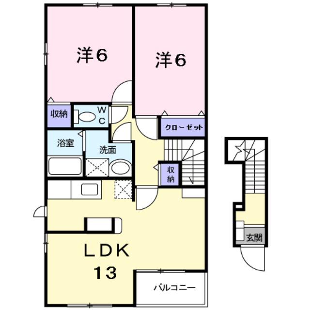 GRACEVILLA Ⅰ(2LDK/2階)の間取り写真