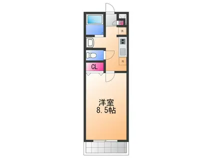 ベルリード岸和田(1K/1階)の間取り写真