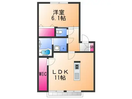 アーバンビレッジA棟(1LDK/1階)の間取り写真