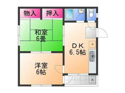 RIZEONE貝塚レジデンス(2DK/1階)の間取り写真