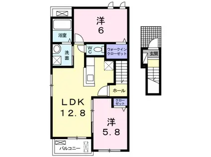 グラン七宝 Ⅱ(2LDK/2階)の間取り写真