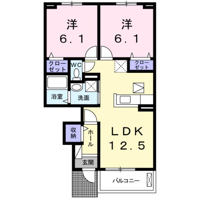ザオバーレイ Ⅱ(2LDK/1階)の間取り写真
