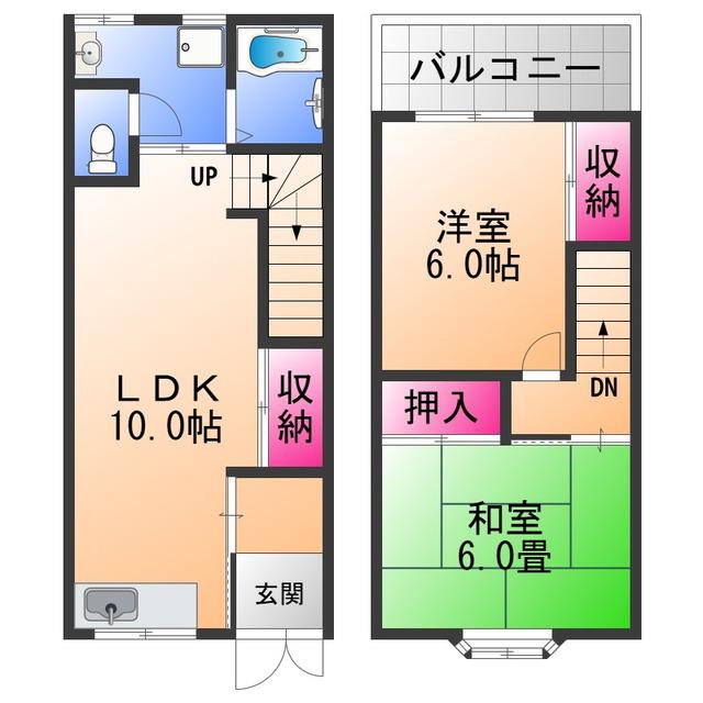 竹田ハイツ(2LDK/1階)の間取り写真