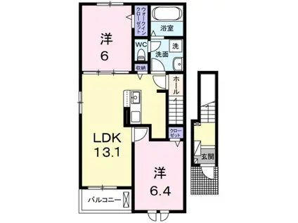 サイプレス Ⅲ(2LDK/2階)の間取り写真