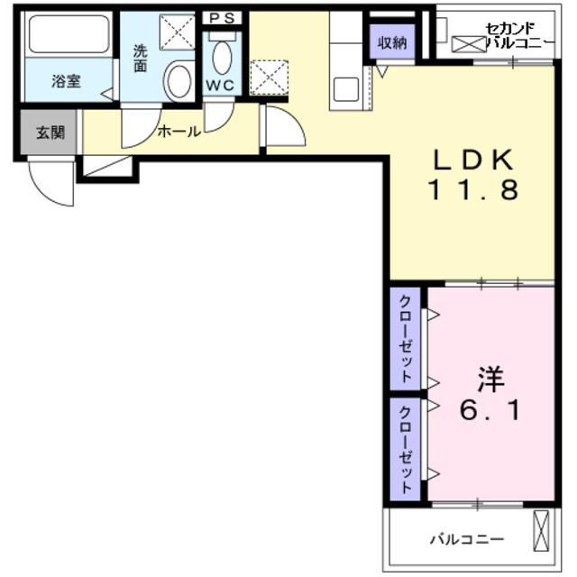 メゾン エスポワール(1LDK/2階)の間取り写真