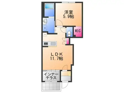 ストレリチア(1LDK/1階)の間取り写真