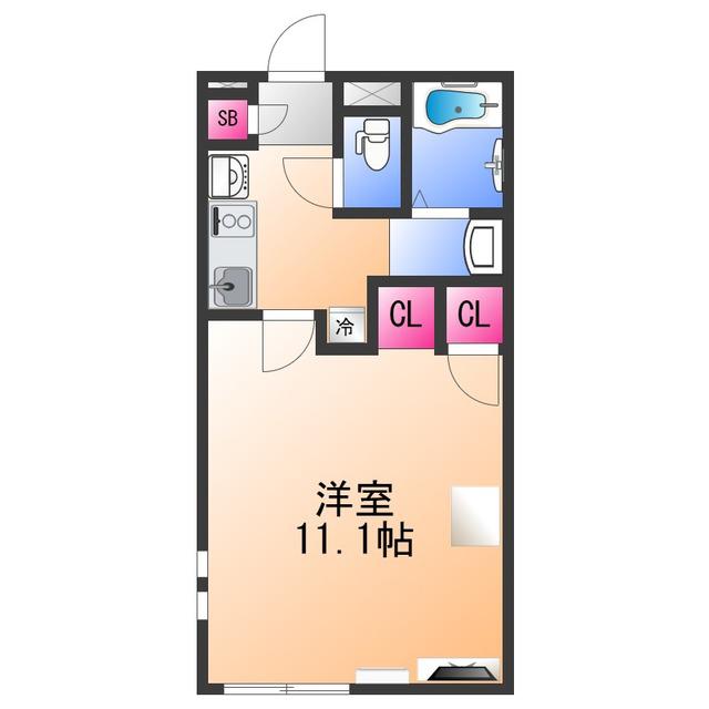 クレイノグランデージ樽井(1K/2階)の間取り写真