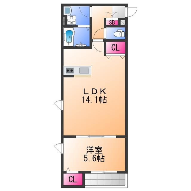セジュール元町(1LDK/2階)の間取り写真