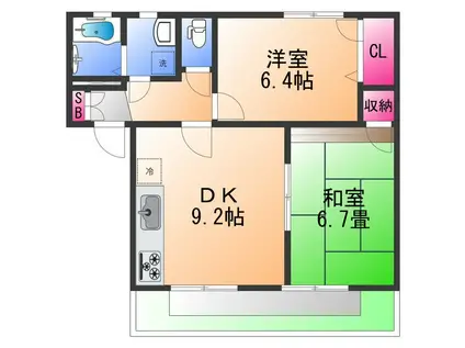 ファミールハイツフクダ(2DK/1階)の間取り写真