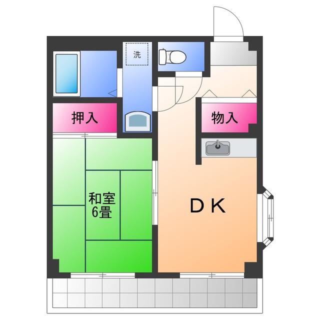 アパートメント泉佐野(1DK/2階)の間取り写真