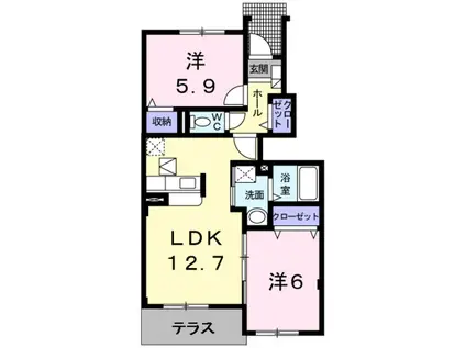 ソレイユⅢ(2LDK/1階)の間取り写真