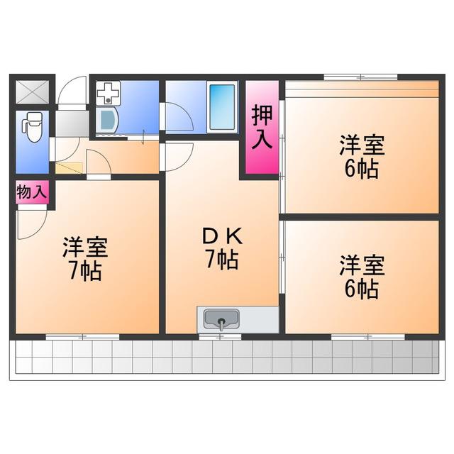 プレステージアスカ(3DK/2階)の間取り写真