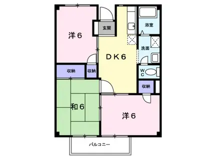 ベイシティハイツSABU(3DK/2階)の間取り写真