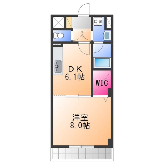 エバーヒルズN棟(1DK/2階)の間取り写真