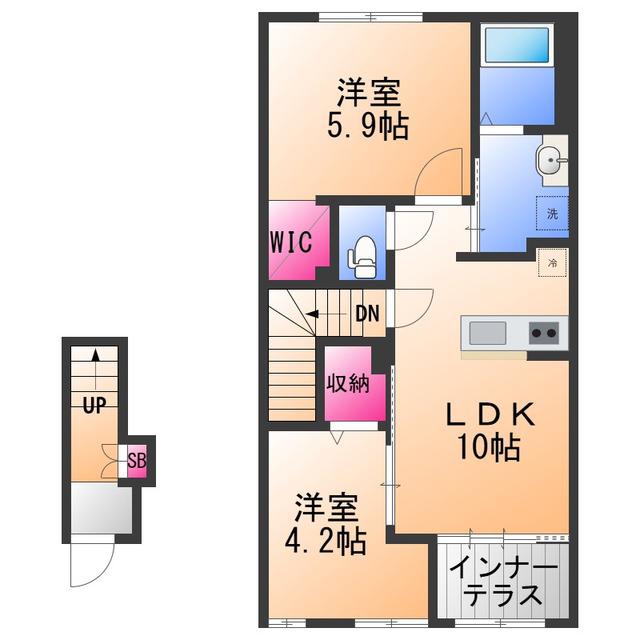 ストレリチア(2LDK/2階)の間取り写真