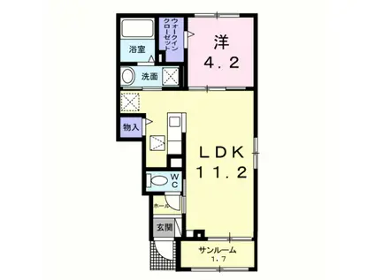 サンシャイン(1LDK/1階)の間取り写真