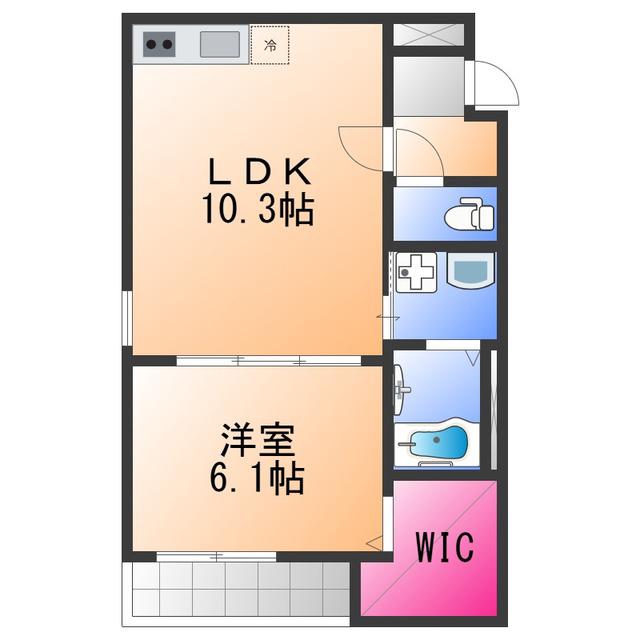 ボワヴェール(1LDK/2階)の間取り写真