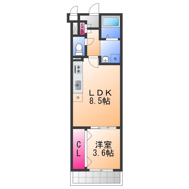 ALIVIO泉佐野(1LDK/1階)の間取り写真