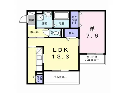 アロ・ラウレア K(1LDK/2階)の間取り写真