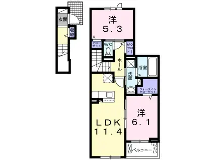 ケーズコート 鶴原Ⅲ(2LDK/2階)の間取り写真