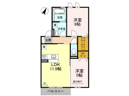 JIN/輝 B棟(2LDK/2階)の間取り写真