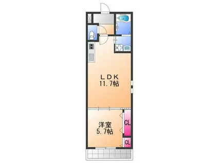 エルデ 高松東(1LDK/3階)の間取り写真