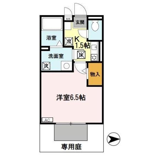 セジュールMARUGEN C棟(1K/1階)の間取り写真