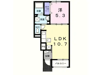 ディアコート 加守(1LDK/1階)の間取り写真
