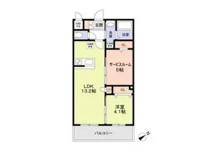 メゾンシュシュ大宮(2LDK/1階)の間取り写真