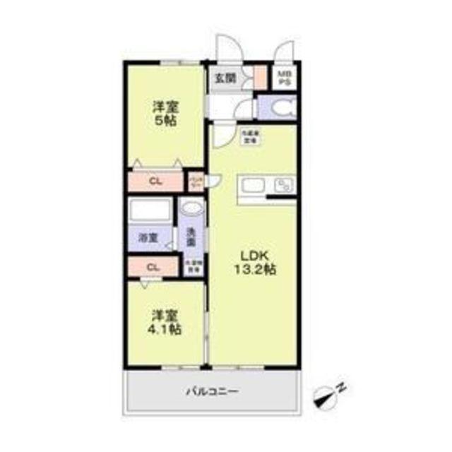 メゾンシュシュ大宮(2LDK/2階)の間取り写真