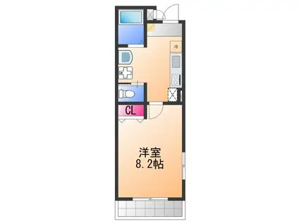 ブライト日根野(1K/1階)の間取り写真