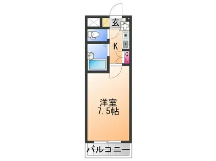 アネーロ羽倉崎Ⅰ(1K/3階)の間取り写真